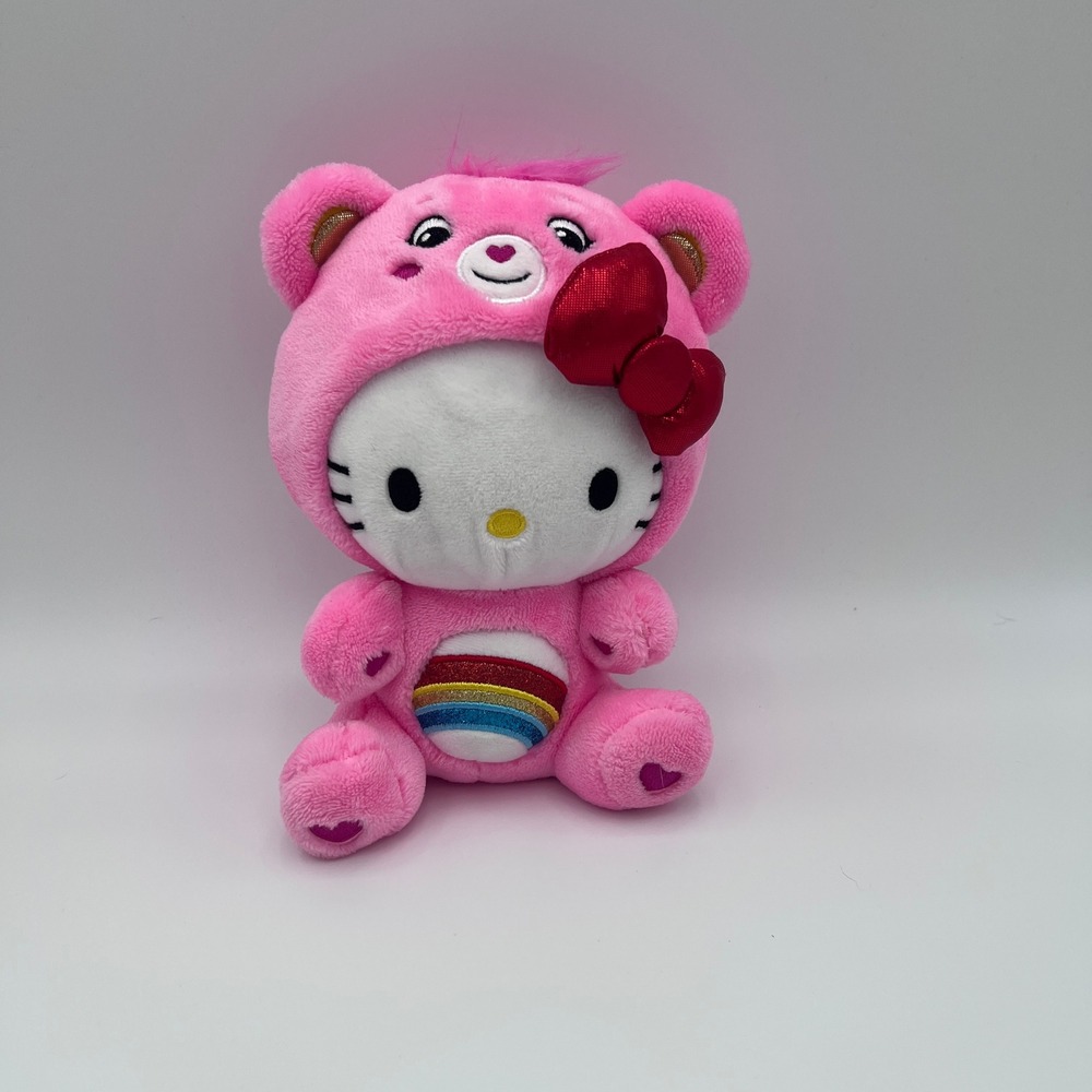 Sanrio Hello Kitty Cheer Bear Plush Pink 8 Inch 2024 Rainbow Bow